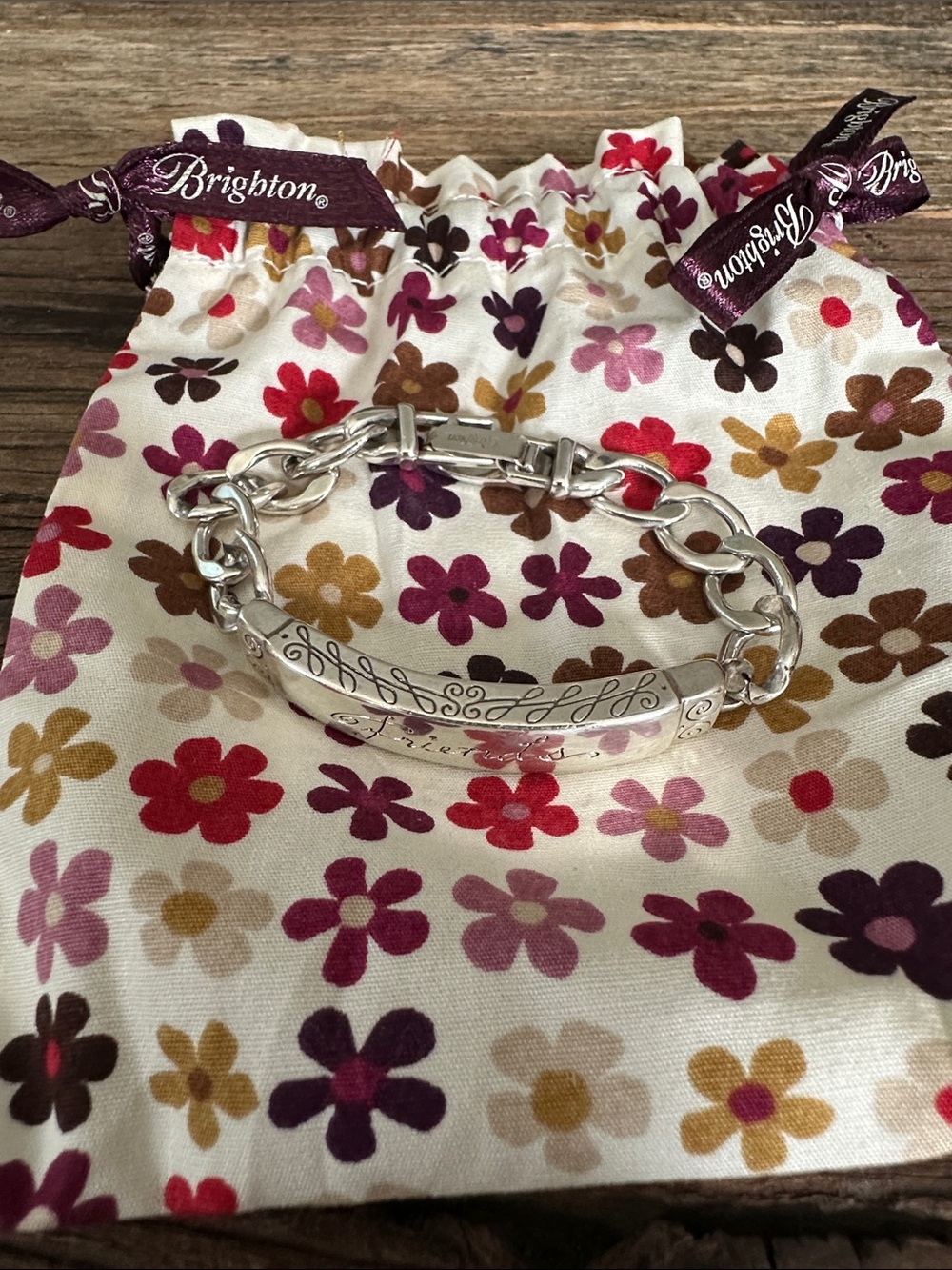 Brighton 🖤 "Friends" ID Link Silver Plated Bracelet - Retired w/dustbag